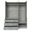 LOVMOR 2-Doors Wooden Wardrobe Storage with a Hanging Rail, Shelves and 3 Drawers for Bedroom, Home Room - 4 of 4