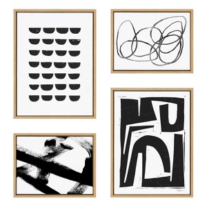 Kate and Laurel Sylvie Modern Abstract Framed Canvas Set, 4 Piece, Natural - 1 of 4