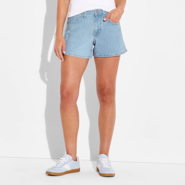 Shorts de mezclilla midi de tiro medio para mujer - Wild Fable™ 2