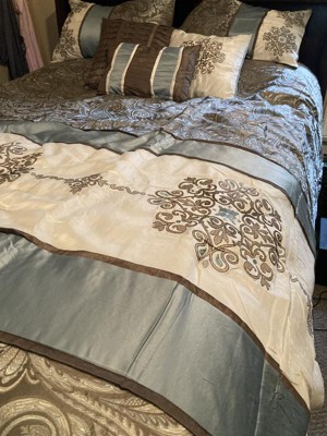 Mainstays 7-Piece Ivory Quilted Jacquard Comforter Set, King, Adult 