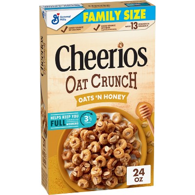 General Mills Family Size Cheerios Oat Crunch Oats Honey Cereal - 24oz :  Target