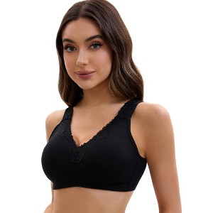 INSPIRE CHIC Plus Size for Women's Adjustable Strap Lace Trim Full Coverage Soft Cup Bras - 1 of 4