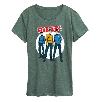 Women's - Star Trek - Galaxy Captain Kirk Spock Crew Short Sleeve Graphic T-Shirt