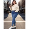 Agnes Orinda Women's Plus Size Cropped Long Sleeve Trendy Fashion Denim Jean Jackets - 3 of 4