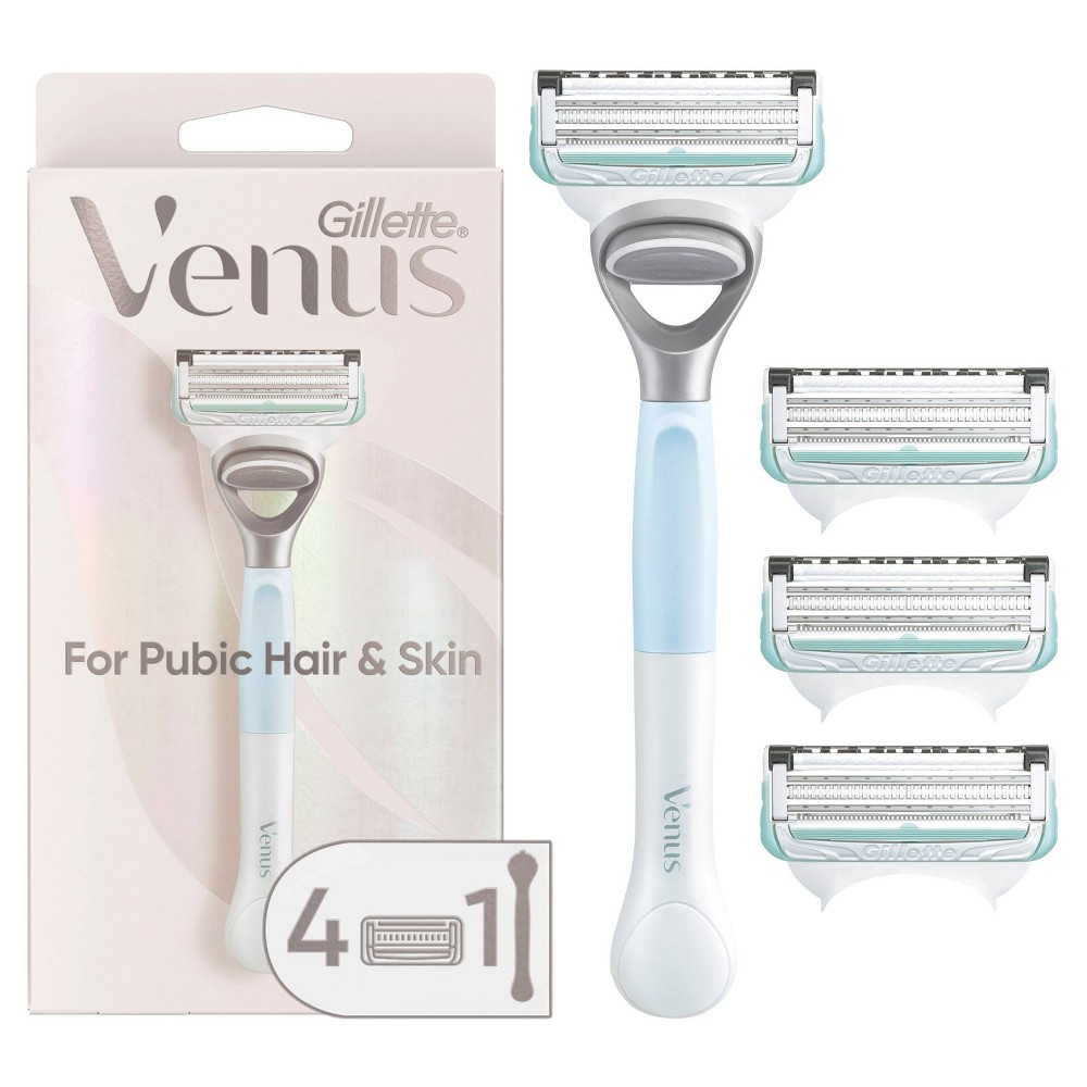 Photos - Hair Removal Cream / Wax Venus For Pubic Hair and Skin Value Pack - Razor Handle + 4 Blade Refills 