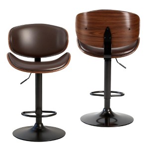 TUYOHW Set of 2 Swivel Bar Stools with Anti-Slip Rubber Bases,PU Leather Counter Height Barstools with Backrest & Footrest, 24.68-33.5 Inch - 1 of 4