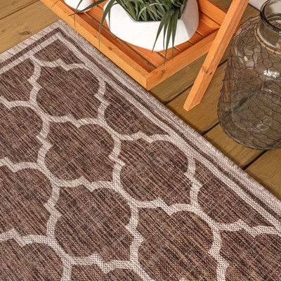 Espresso Taupe Trellis 5' x 8' Synthetic Indoor/Outdoor Rug