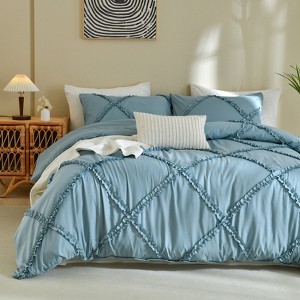 Cozy Comfort Queen Comforter Set -Boho Tufted Shabby Chic Bedding Comforter Set, 3 Pieces Vintage Farmhouse Bed Set for All Seasons - 1 of 4