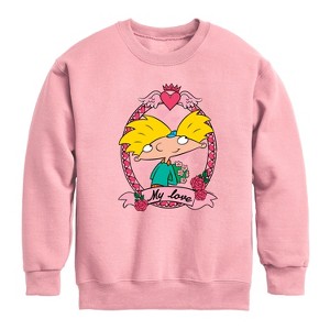 Boys' - Hey Arnold! - Valentine's My Love Graphic Long Sleeve Fleece Sweatshirt - 1 of 4