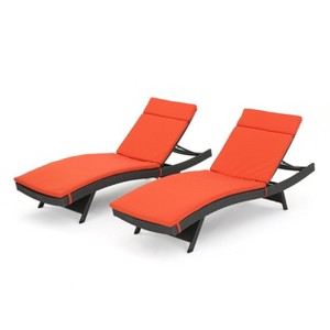 GDFStudio Olivia Rattan Adjustable Gray Chaise Lounges with Cushion(Set of 2) - 1 of 4