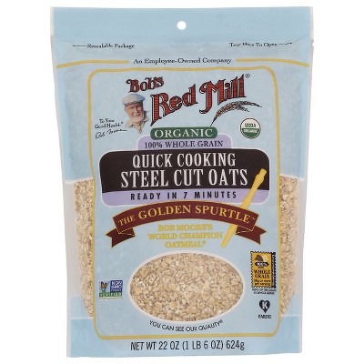 Bob's Red Mill Organic Quick Cooking Steel Cut Oats.