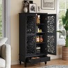 Vintage Tall Display Storage Sideboard with Hollow-Carved Doors and Drawers, Elegant Accent Cabinet for Living Room, Entryway-Panipeachy - 3 of 4