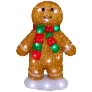 Northlight 14" LED Lighted Acrylic Gingerbread Man with Scarf Outdoor Christmas Decoration - 1 of 4