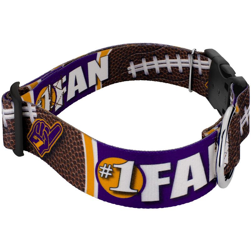 Country Brook Petz 1 1/2 Inch Deluxe Purple and Gold Football Fan Dog Collar Limited Edition, 3 of 5