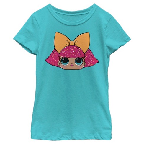 Girl's L.O.L Surprise Glitter Queen Orange Bow T-Shirt - Tahiti Blue - X  Small