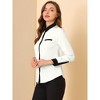INSPIRE CHIC Women's Contrast Collar Chiffon Long Sleeve Work Office Blouse - 4 of 4