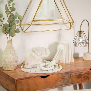 Modern Stone and Marble Decorative Object with Interlocking Chain Link Design, Contemporary Sculptural Tabletop Accent Piece - 1 of 4