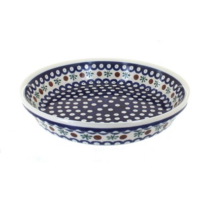 Blue Rose Polish Pottery Nature Pie Dish