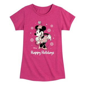 Girls' - Disney - Minnie Happy Holidays Fitted Short Sleeve Graphic T-Shirt - 1 of 4
