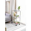 J&V TEXTILES 3 Tier Acrylic Rolling Cart with Wheels, Utility Storage Cart with Handle and Lockable Casters, Storage Basket Organizer Shelves - 4 of 4
