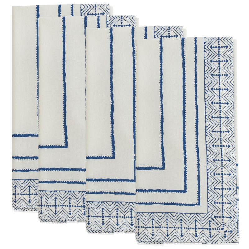 Saro Lifestyle Hand Block Print Cotton Table Napkins, 3 of 5