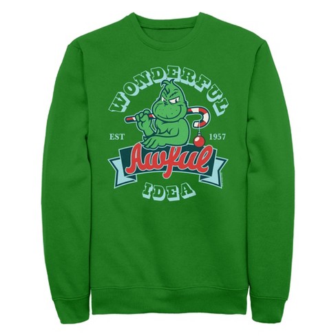 Men's Dr. Seuss The Grinch Wonderful Awful Idea Sweatshirt : Target