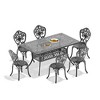 All-Weather Elegant 7-Piece Cast Aluminum Dining Set - Rectangle Table & Ergonomic Chairs for Garden Patios - 3 of 4