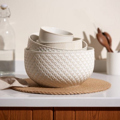 Ivory and Copper Ceramic Nesting Bowls Set of 4