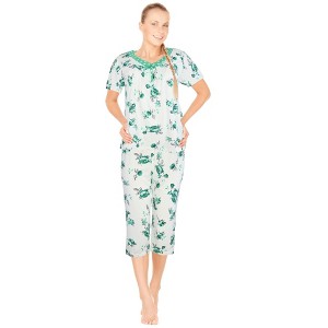 JEFFRICO Pajamas For Women Capri Set Sleepwear Soft Pajamas Short Sleeve Pajama Sleepshirt With Capri Pants - 1 of 4