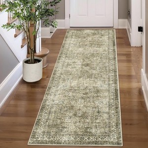 Washable Area Rugs for Living Room Bedroom Vintage Boho Distressed Rug Soft Low Pile Non-Slip Carpet - 1 of 4