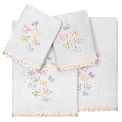 Linum Home Textiles 100% Turkish Cotton MARIPOSA Embellished Towel Set