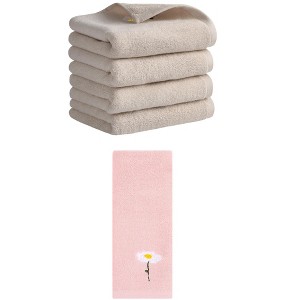 REGALWOVEN 5 Pack Floral Embroidered Cotton Soft Absorbent Bathroom Hand Towels 13" x 30" - 1 of 4