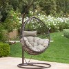 Outdoor Patio PE Rattan Hanging Basket Chair,Metal Hanging Egg Chair with Cushion,Garden Balcony Hammock Swing Chair without Stand-Coolbibila - 3 of 4