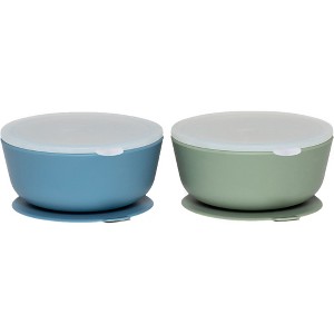 Weesprout Suction Bowls for Baby & Toddlers, 100% Silicone with Plastic Lid, 12 oz, Set of 2 - 1 of 4