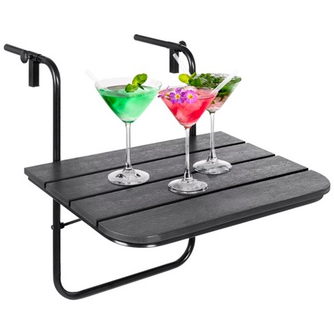 Best Choice Products Portable Folding Hanging Compact Balcony Railing Table Serving Side Stand For Patio Deck Black Target