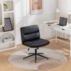 CAVINAS Adjustable Swivel Criss-Cross Chair, Swivel Office Chair, Cross Legged Office Chair, Leather Wide Seat with Wheels & Anti-Slip Base - 4 of 4