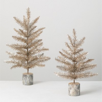 Sullivans Artificial Set of 2 Mini Pine Trees 23"H & 18"H Gold