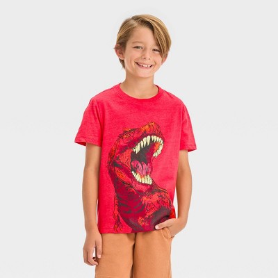 Kid Boy Casual Animal Dinosaur Letter Print Short-sleeve Tee