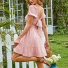 EXLURA Women's 2025 Summer Short Puff Sleeve Casual Short Mini Dresses Tie Back Square Neck A-Line Sundress - 2 of 4