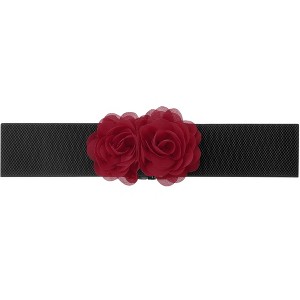 INSPIRE CHIC Women's Elastic Wide Double-Flower Stretch Corset Waist Belt 1 Pc - 1 of 4