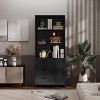 6-Tier Bookshelf w/ Door & 3 Drawers, 71" Wood Bookcase - Open Shelves & Storage for Office, Living Room, Bedroom - 2 of 4