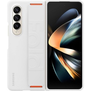 SAMSUNG Galaxy Z Fold4 Silicone Grip Cover, Protective Phone Case with Finger Strap, Matte Finish, Soft Surface, Handheld Design, US Version, White - 1 of 2