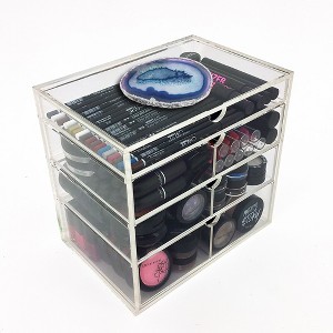 OnDisplay 4 Tier NYC Acrylic Cosmetic/Makeup Organizer with Agate Slab - 1 of 2