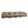 Aukfa Camel Velvet Large  Sofa with Bolster Armrests, Waist & Throw Pillows – Modern Couch for Living Room, Bedroom or Office - 3 of 4