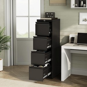 4 Drawer File Cabinet with Lock, Metal Filing Cabinets, Vertical Small Filing Cabinet Steel Lockable Storage Cabinets for Home Office - 1 of 4