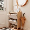 GlasFlength Shoe Racks Nordic Style Flip Door Cabinet with Solid Wood Legs Simple Design for Living Entryway Storage, White, 31.5"*9.45"*41.34" - 4 of 4