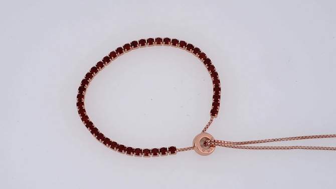 3 3/4 CT. T.W. Garnet Bolo Bracelet with Tassel in Rose Plated Sterling Silver, 2 of 5, play video