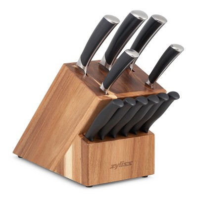 Zyliss Comfort Pro 12-Piece Cutlery Block Set - Dishwasher Safe Knife Set & Acacia Knife Storage Block - 12 Pieces