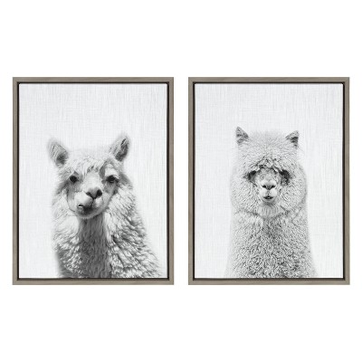 18" x 24" (Set of 2) Sylvie Alpaca Portrait By Simon Te Framed Wall Canvas Set Gray - Kate & Laurel All Things Decor