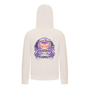 Everyday Kids Halloween Zip Up Hoodie – Gamer Pumpkin with Headphones and Controller – Cozy Fall Sweatshirt for Boys, Off-White - 1 of 3